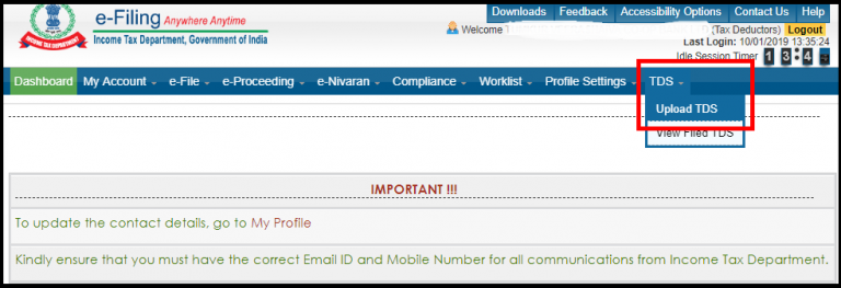 LAWS APPLICABLE TO WORLD: How To E File TDS Return On INCOME TAX PORTAL