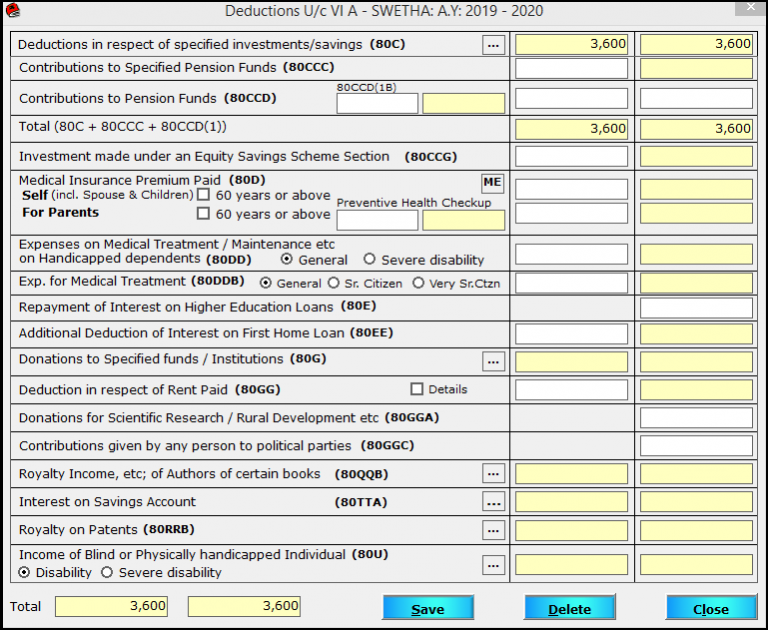 Procedure To Enter Chapter VI A Deduction In Saral TDS