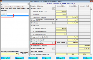 Previous Employment details for Tax Computation in Saral TDS